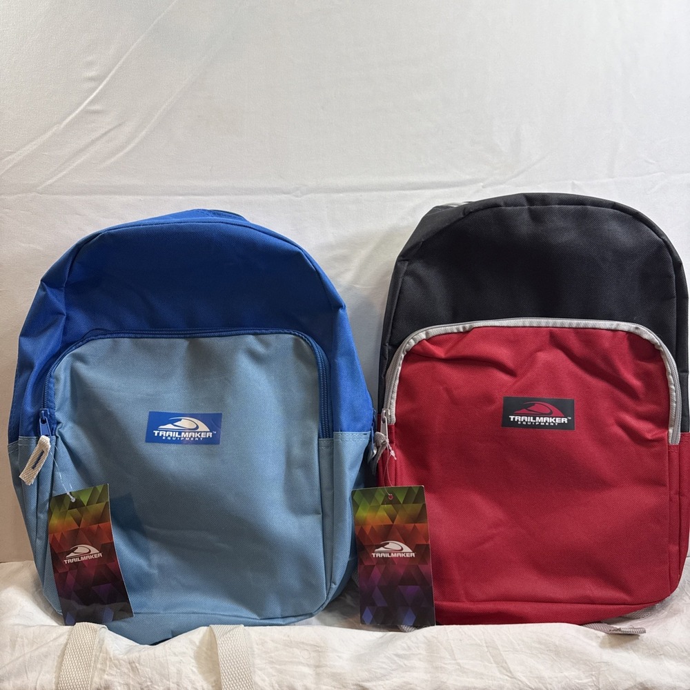 2 Trailmaker Classic Backpacks Med size Bookbag New With Tags One red one blue
